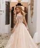 Champagne Full Lace Wedding Dresses Detachable Skirt 2019 New Off-the-shoulder Long Sleeve Mermaid Bridal Gowns Vestidos De Noiva 180c
