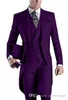 Customzie Tek Düğme Morning Suit Groom Tailcoat Erkekler Parti Balo Business Suits Ceket Yelek Pantolon Takımları (Ceket + Pantolon + Yelek + Kravat) J193