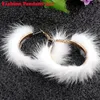 Mink Fur Hoop Pendientes Tamaño grande Mapache de Piel de mapache Pendientes Regalos de Navidad Círculo Pendientes para el Invierno Joyería Redonda