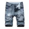 Men's Jeans Straight Ripped Shorts Men Summer Brand Mens Stretch Short Casual Streetwear Elastic Biker Denim 29-42