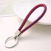 30 color PU Leather Braided Woven Keychain Rope Rings Fit DIY Circle Pendant Key Chains Holder Car Keyrings Jewelry accessories DHL Free