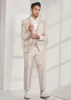 Custom Made Bej Erkekler Basit Düğün Suits Damat Groomsmen 3piece Slim Fit Resmi Blazer Balo Smokin (Ceket + Pantolon + Yelek)