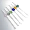 Anello colorato Vetro dritto Staw Dab Pipe 20CM Bruciatore a nafta Accessori per pipe Accessori Sigaretta concentrata a mano per narghilè Bong