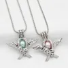 Silver Wing Baby Footprint Pearl Cage Lockets Lava Bead Pendant Diffuser Halsband Smycken Charms Parfym Essential Olja