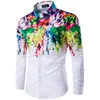 Fashion-Man Modehemd Muster Design Langarm Farbe Farbdruck Slim Fit Mann Freizeithemd Herren Hemden