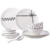 Nordic Blue Porcelain Dinner Plates 8 tum rund keramisk kupéplatta för biff dessert frukt lunch sallad aptitretare 5 mönster