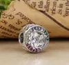 925 Sterling Silver Multi-Color Radiant Hearts Charm Koralik pasuje do European Pandora Style biżuteria urok Bransoletki