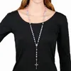 Madonna Crucifix Necklace Rainbow Imitation Pearl Cross Necklaces Fashion Jewelry for Women Will and Sandy