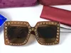 Luksusowy- 2018 Damskie Designer Okulary 0145 Duża Rama Elegancka Specjalna Z Błyszcząca Diamentową Ramą dla Kobiet Okulary Sunglassses Najwyższej Jakości