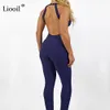 カジュアルドレスliooil backless lompers womens jumpsuitセクシーなクラブの女性ファッションボディーコンvネックジャンプスーツロングパンツ290l