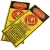 Anpassade utomhus PVC Gula varningsetiketter klistermärken, tryckta hållbara försiktighetsmärkning klistermärke glänsande med hög kvalitet