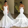 Robes de mariée sirène en dentelle élégante bretelles spaghetti Tulle Applique balayage train grande taille robe de mariée sexy robes de mariée pas cher personnalisé