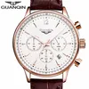 GUANQIN Orologi da uomo Top Brand Luxury Cronografo Sport militare Orologio al quarzo Classici Uomo Casual Cinturino in pelle retrò Orologio da polso276f