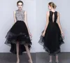 Novo clássico preto formal vestidos de noite nobre moda primavera e outono antes e depois longo curto feito à mão grânulo clube festa dre306y