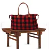 Buffalo Plaid Handbag Large Capacity Travel Weekender Tote with PU Handle Checkered Outdoor Sports Yoga Totes Storage Duffel Bags 10 OOA6397