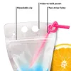 Sac de boisson de jus debout 13 * 22,5 cm Sac d'emballage de lait de jus de boisson liquide Sac de boisson à joint transparent avec pailles OOA7999