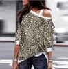 Top e T-shirt da donna invernali Felpe pullover a maniche lunghe leopardate ragazza Top larghi Top Fitness Abbigliamento femminile