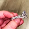 Maat 5-10 Vintage Mode-sieraden 925 Sterling Zilver Hart Vorm Witte Topaas CZ Diamant Edelstenen Vrouwen Party Wedding Bridal Ring Set Gift