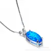 Bröllop smycken turhine 1st underbar stil fin blå oval äkta opal ädelsten silver mode kvinnor charm halsband pendant6767955