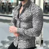 Koszule Moda Dla Mężczyzn Z Długim Rękawem Kwiatowy Wydruk Koszula Jesienne Koszule Mężczyźni Sukienka Camisa Przycisk Lapels Collar Mężczyzna Wyłącz Kołnierz