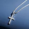 925 Sterling Silver CZ Cross Pendant Solid Micro Jesus Cross Pendant Necklace Men Hip Hop Micro Pave Cubic Zircon Jewelry9536502