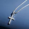 925 Sterling Silver CZ Croix Pendentif Solide Micro Jésus Croix Pendentif Collier Hommes Hip Hop Micro Pave Cubique Zircon Bijoux