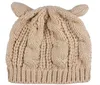 Sélection multicolore oreille de chat nouveauté femmes élégantes chapeaux tricotés fourrure lapin casquette automne hiver dames femme mode Skullies chapeau