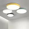 Modern Ultra-Thin Simple Macaron Colorful LED Ceiling Light 5CM Thin LED Lamp Black White Iron Round Flat Bedroom Ceiling Lamp239C