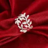 小さな新鮮なリングシルバーメッキの葉パターンバンドリングS925銀のおしゃれなユニークなデザインの宝石類のためのレディースクリスマスギフトPotala757