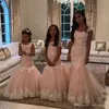 Adorável Barato Rendas Sereia Flor Meninas Vestidos Até O Chão Crianças Roupa Formal Tulle Bonito Pequena Menina Júnior Popular Meninas Pageant Vestidos