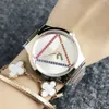 Brand Watch Women Girl Colorful Crystal Triangle Style Metal Steel Band Quartz Wrist Watches GS 13