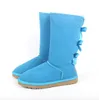 2020 Nieuwe aankomen winter over de knie bowtie laarzen dij-hoge laarzen solide nubuck lederen scuffs outdoor womens meisje zwart grijs marineblauw schoen