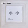 Clover Hip hop punk S925 Pure Silver Flower Earrings zircon Temperament lady Earrings Dance party High-end quality Luxury fashion Platinum Eardrop