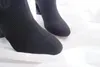 Heißer Verkauf - 2019 19SS Frühling Herbst Damen schwarz Stretch-Strickstoff Oberschenkelhoch über dem Knie klobige High Heels zum Überziehen hohe Sockenstiefel