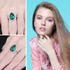 Fashion-Luxury pera 4.9ct Creato Smeraldi 100% reale argento 925 anelli di fidanzamento Donne 2017 monili di marca Belle