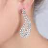 Ensembles de bijoux de mariage pour femmes, strass, magnifique collier en argent étincelant, boucles d'oreilles pour fête, accessoires de mariée9130062