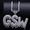 Hip Hop Custom Name Bubble Letters Pendants Halsband Micro Cubic Zircon med repkedja eller kubansk kedja