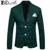 2019 New Arrival Men Blazer Jacket Navy Casuare Longleseve Nogched Collar Men Coat for Party Groom Wedding316d