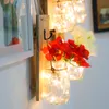 Solar Lights 20Leds String Glass Lantern Outdoor Hanging Decorative String Christmas Halloween Fairy Lamp for Patio Garden Party