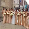 2019 Nowe Gold Druhna Dresses Sexy Off Ramię Syrenka Długość Na Ślub Gościnna Dress Plus Size Party African Formalna Maid of Honor Suknie