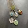 Toermalijn Maansteen Chips Kralen Liefde Hanger Orgonite Energie Ketting Hars Sieraden Healing Crystal Faceted Heart Necklace 1pc