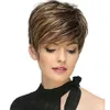 Gratis frakt Fashion Short Straight Färgglada Blondbränna Syntetisk Wig Fulll Wigs Toppkvalitet Paryk