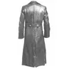 Abouroun мужская длинная кожаная куртка траншея пальто осень зима винтажная искусственная кожаная куртка 2019 черный повседневная варева мужчина R2690