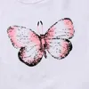 2019 Kids Baby Girls Butterfly Printed Tshirt Chaints Dress 2Piece مجموعة ملابس صغيرة ملابس أطفال قصيرة الأكمام Clot9274710