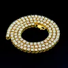 New Mens Gold Iced Out Алмазные Hip Hop Теннис цепи ожерелье 5мм Полный Алмазный Bling Дизайнерские Luxury Rapper ювелирные подарки для мальчиков Оптовая