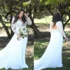 Maat lange plus mouw jurken kanten Appliqued Sheer V nek bruidsjurken Bohemian Garden Country Wedding Jurk Robe de Marie