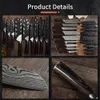 9 Pcs Kitchen Knives Set Chef Knife Stainless Steel Japanese Damascus Pattern Cleaver Utility Santoku Boning Cooking Tools with Cover Gift