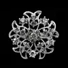 1.3 "Świecący Silver Tone Clear Rhinestone Crystal Diamante Flower Broszka Prom Party Pins Biżuteria Prezenty