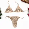 Sexig bikini badkläder kvinnor guld silver baddräkt push-up lyx mikro baddräkt kvinnlig mini simning slitage bikinis 2020 mujer