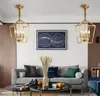 Diamond Style Copper Brass Golden Hanging Chain Hanglamp Bird Cage Nest Dinning Woonkamer LED Light Myy